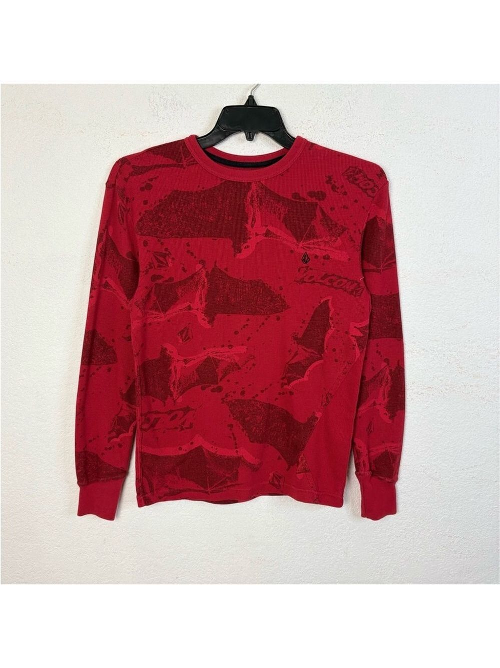 Volcom Rogan Printed Thermal T Shirt Sz. S/P Red